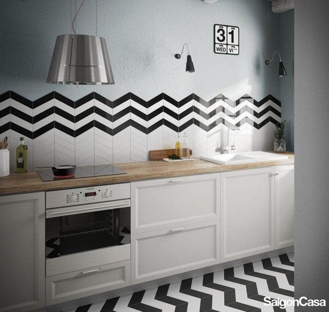 Nhà Bếp - Vách Bếp Với Gạch Cỡ Nhỏ - SaigonCasa | Curated Surfaces & Contemporary Living
