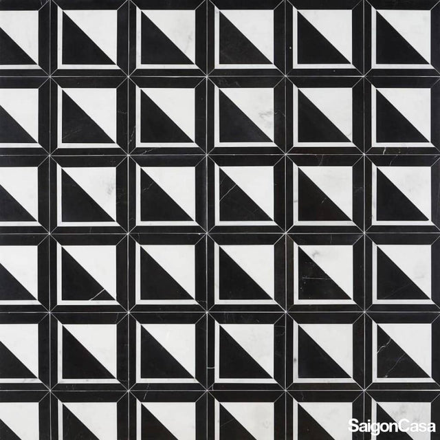 Đá Tự Nhiên Nero Carrara Marble Mosaic
