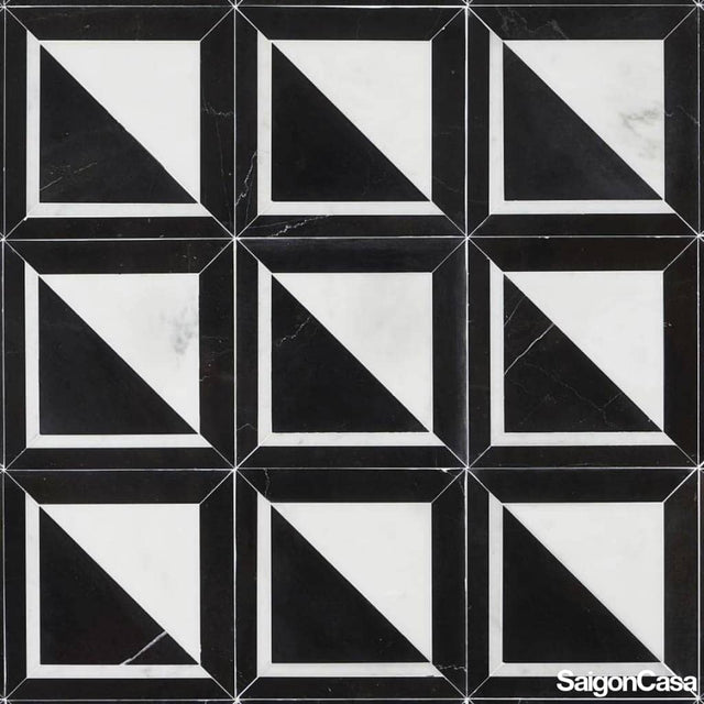 Đá Tự Nhiên Nero Carrara Marble Mosaic