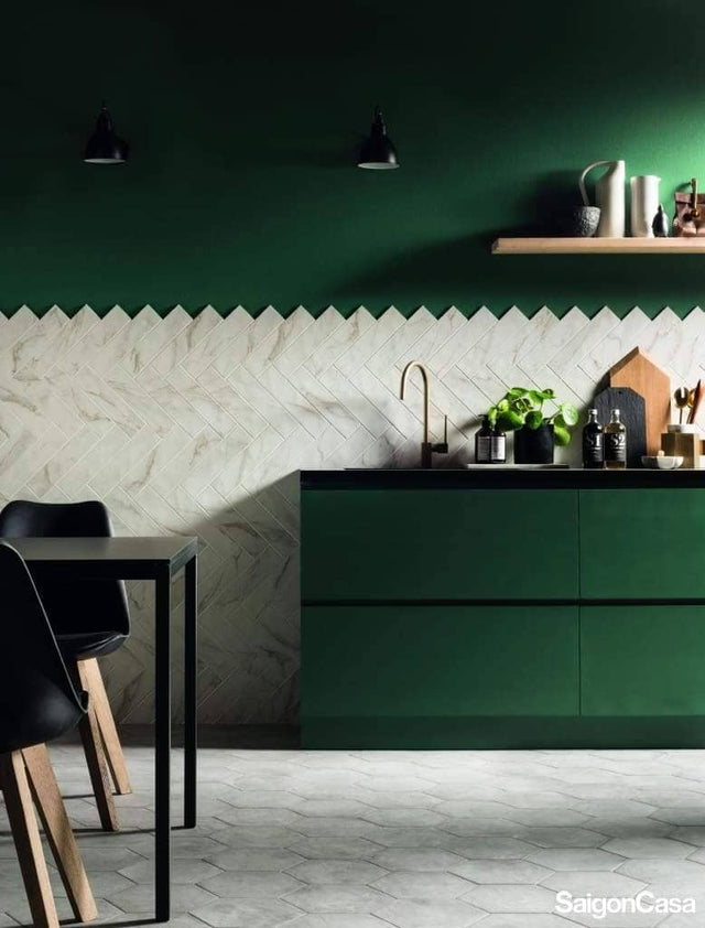 Gạch Thẻ Vân Đá Motif Calacatta 7.5x30cm - SaigonCasa | Curated Surfaces & Contemporary Living