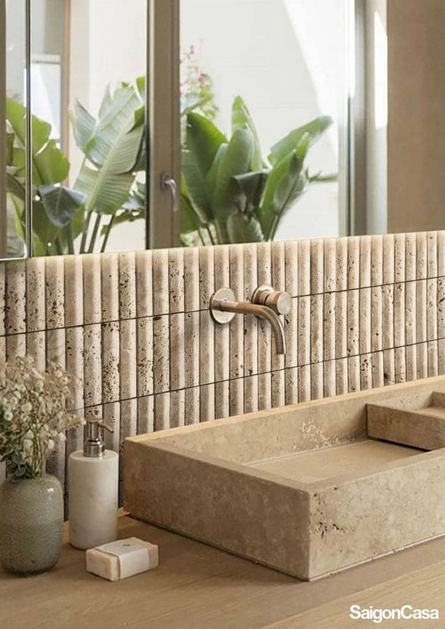 Mosaic Đá 3D Travertino