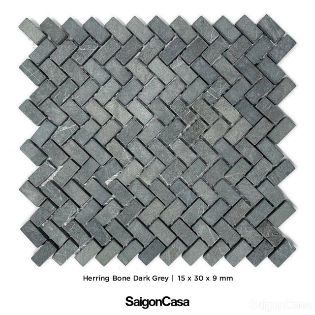 mosaic đá herringbone