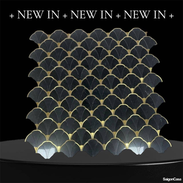 Mosaic Đá Marble Nero Fan - SaigonCasa | Curated Surfaces & Contemporary Living