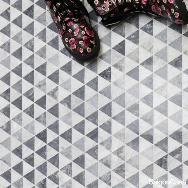 Mosaic Đá Marble Triangle Mix - SaigonCasa | Curated Surfaces & Contemporary Living