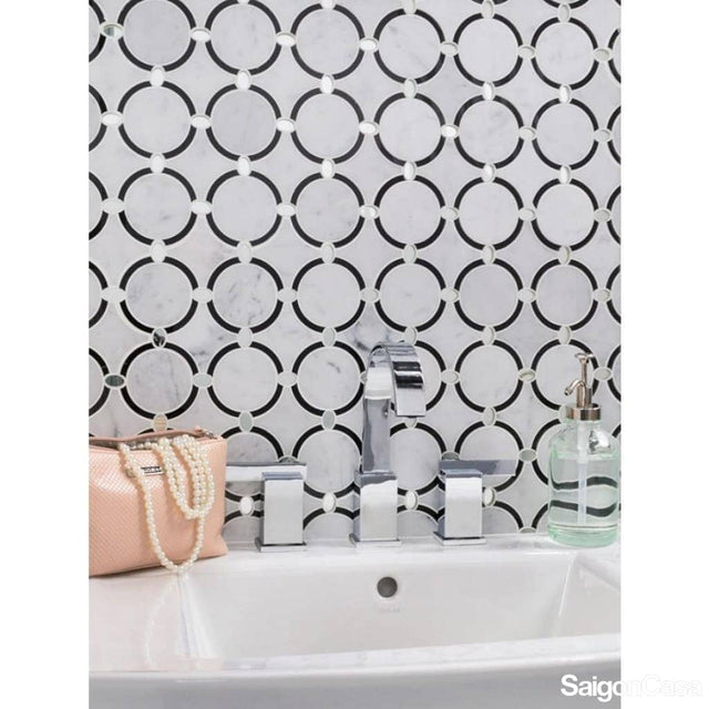 Mosaic Đá Marble W&B Circle