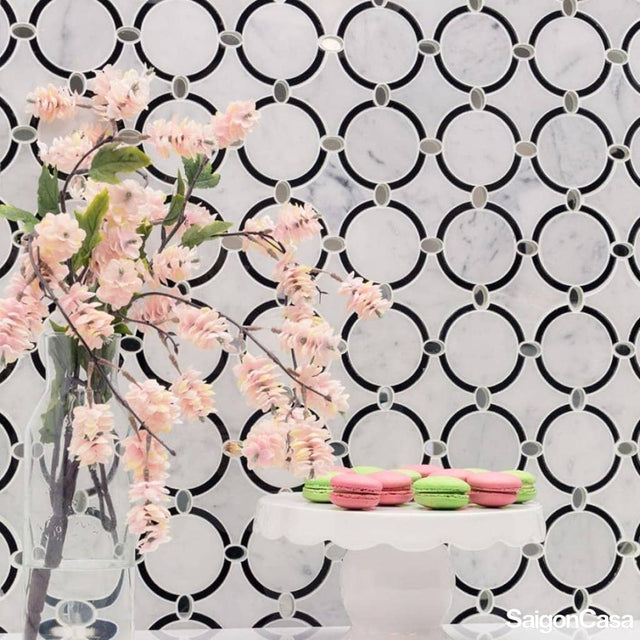 Mosaic Đá Marble W&B Circle - SaigonCasa | Curated Surfaces & Contemporary Living