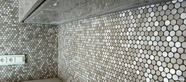 Mosaic Kim Loại Đồng Xu Màu Nâu Tobaco Building Materials