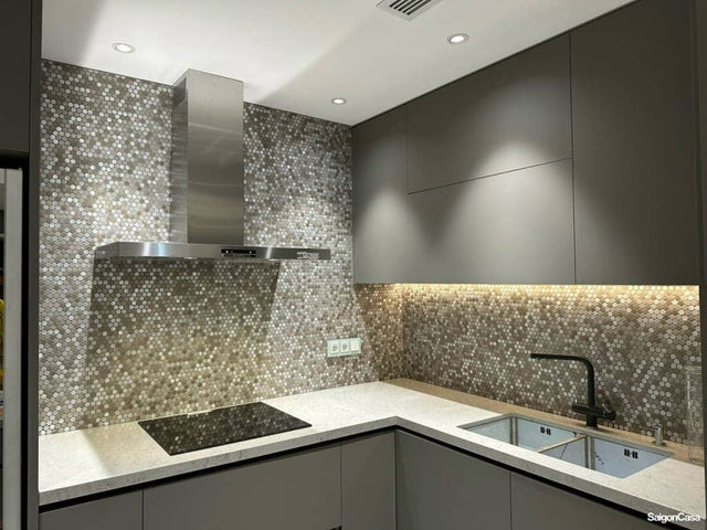 Mosaic Kim Loại Đồng Xu Màu Nâu Tobaco Building Materials