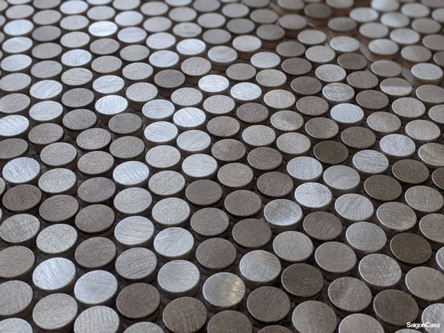 Mosaic Kim Loại Đồng Xu Màu Nâu Tobaco Building Materials
