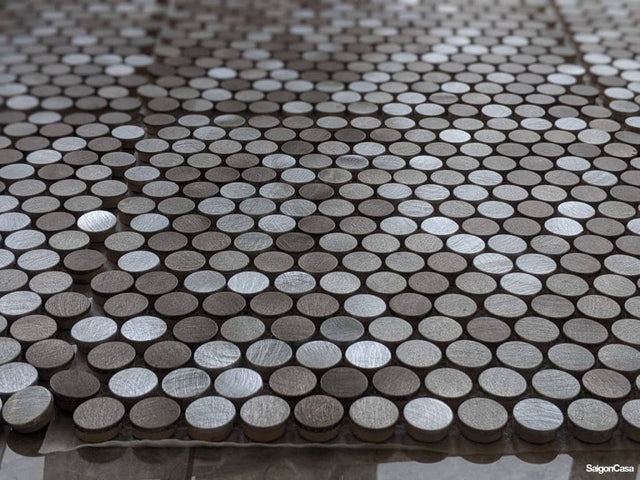 Mosaic Kim Loại Đồng Xu Màu Nâu Tobaco Building Materials