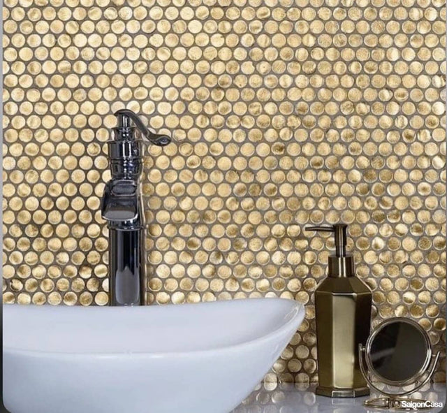 Mosaic Kim Loại Đồng Xu Vàng Building Materials