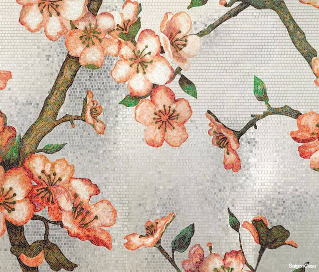 Mosaic thủy tinh Bisazza Peachtree Oro Bianco