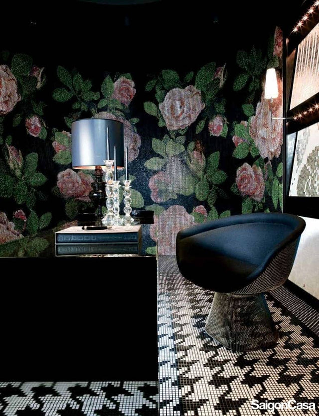Mosaic Thủy Tinh Bisazza Spring Rose Nero