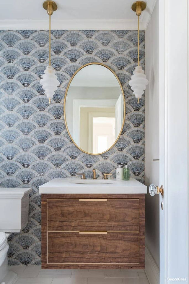 Mosaic Thủy Tinh & Kim Loại Fan Scale