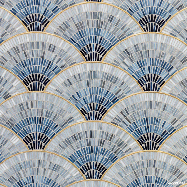 Mosaic Thủy Tinh & Kim Loại Fan Scale - SaigonCasa | Curated Surfaces & Contemporary Living
