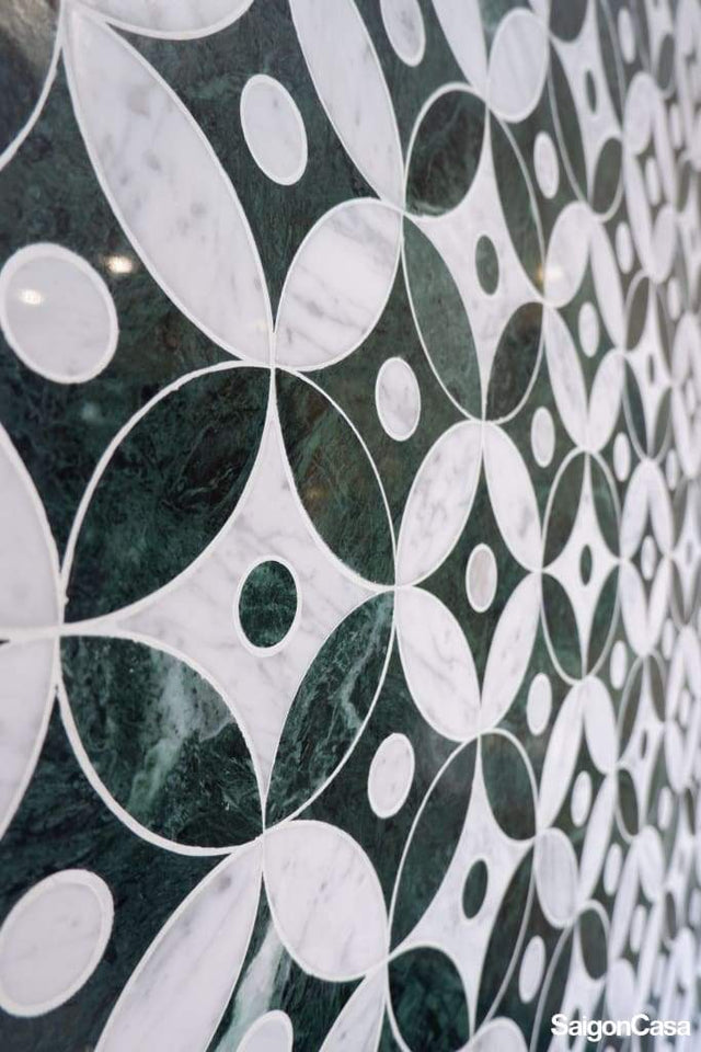Mosaic Đá Marble Star & Circle - SaigonCasa | Curated Surfaces & Contemporary Living