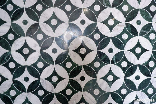 Mosaic Đá Marble Star & Circle - SaigonCasa | Curated Surfaces & Contemporary Living