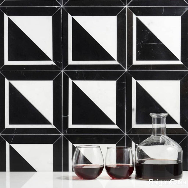Đá Tự Nhiên Nero Carrara Marble Mosaic