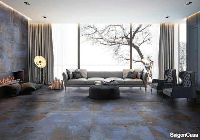 Gạch Hiệu Ứng Kim Loại Flat Iron Blue 60x120cm - SaigonCasa | Curated Surfaces & Contemporary Living