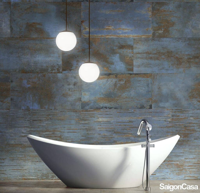 Gạch Hiệu Ứng Kim Loại Flat Iron Blue 60x120cm - SaigonCasa | Curated Surfaces & Contemporary Living
