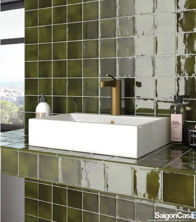 Gạch Ốp Tường Manacor Bassil Green 10x10cm - SaigonCasa | Curated Surfaces & Contemporary Living