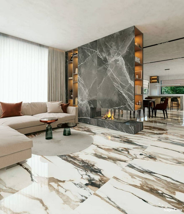 Gạch Vân Đá Khổ Lớn Calacatta Gold 121x270cm - SaigonCasa | Curated Surfaces & Contemporary Living