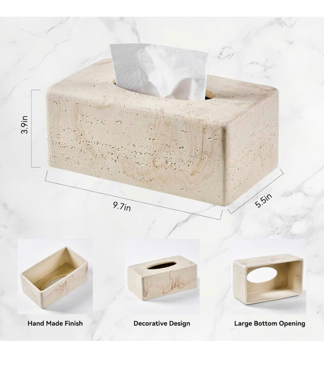 Hộp Đựng Khăn Giấy Travertine - SaigonCasa | Curated Surfaces & Contemporary Living