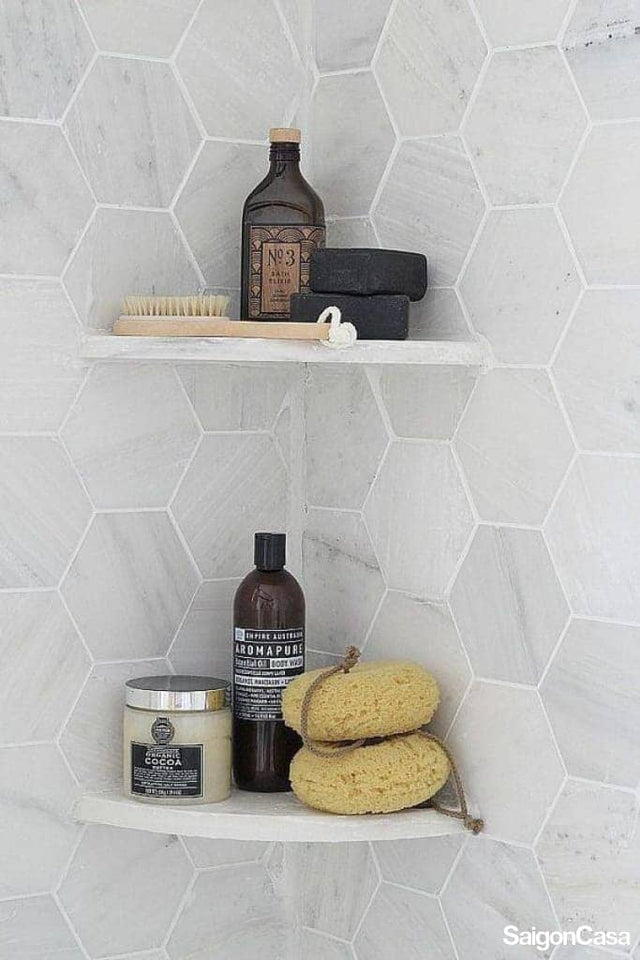 kệ góc phòng tắm đá marble