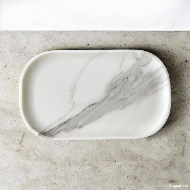 Khay Đá Marble Trắng Calacatta 15x25cm khay đá