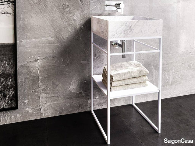 Lavabo Đá + Chân Kim Loại - SaigonCasa | Curated Surfaces & Contemporary Living