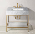 Lavabo Đơn Mặt Đá + Chân Kim Loại - SaigonCasa | Curated Surfaces & Contemporary Living