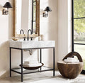 Lavabo Đơn Mặt Đá + Chân Kim Loại - SaigonCasa | Curated Surfaces & Contemporary Living