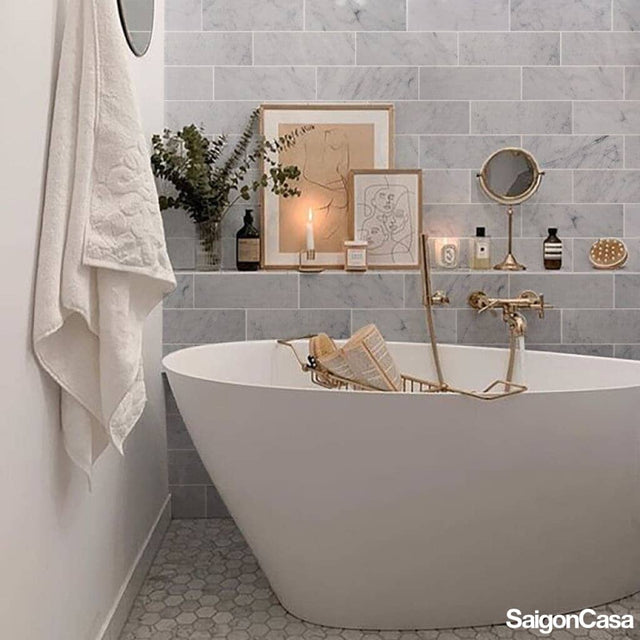 Mosaic Đá Marble Carrara - SaigonCasa | Curated Surfaces & Contemporary Living