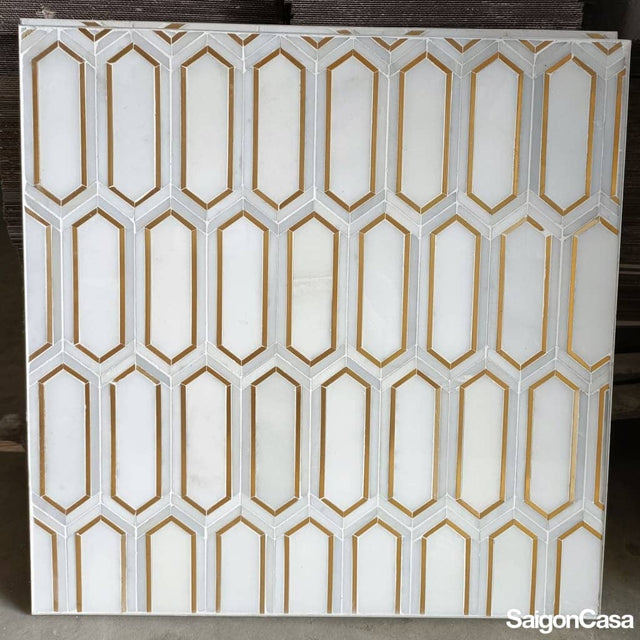 mosaic đá marble & kim loại arrow 