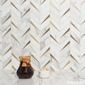 Mosaic Đá Marble & Kim Loại Carrara Chevron - SaigonCasa | Curated Surfaces & Contemporary Living