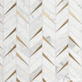 Mosaic Đá Marble & Kim Loại Carrara Chevron - SaigonCasa | Curated Surfaces & Contemporary Living
