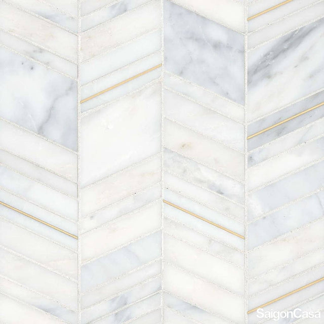 Mosaic Đá Marble & Kim Loại Chevron - SaigonCasa | Curated Surfaces & Contemporary Living