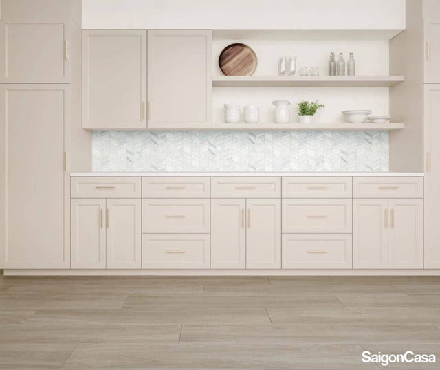 Mosaic Đá Marble & Kim Loại Chevron - SaigonCasa | Curated Surfaces & Contemporary Living