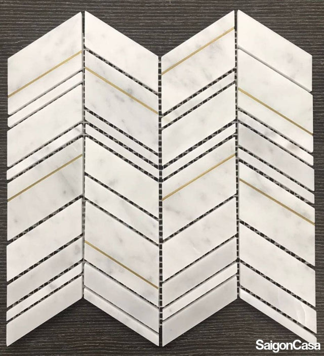 Mosaic Đá Marble & Kim Loại Chevron - SaigonCasa | Curated Surfaces & Contemporary Living