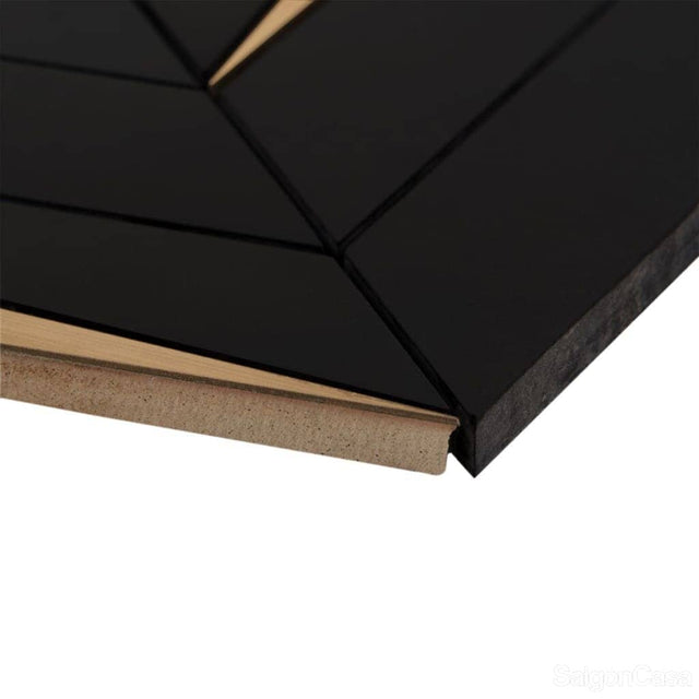 Mosaic Trang Trí Đá Marble & Kim Loại Nero Chevron