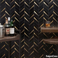 Mosaic Đá Marble & Kim Loại Nero Chevron - SaigonCasa | Curated Surfaces & Contemporary Living