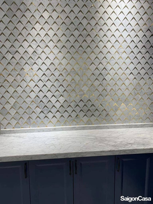 mosaic đá marble & kim loại triangle
