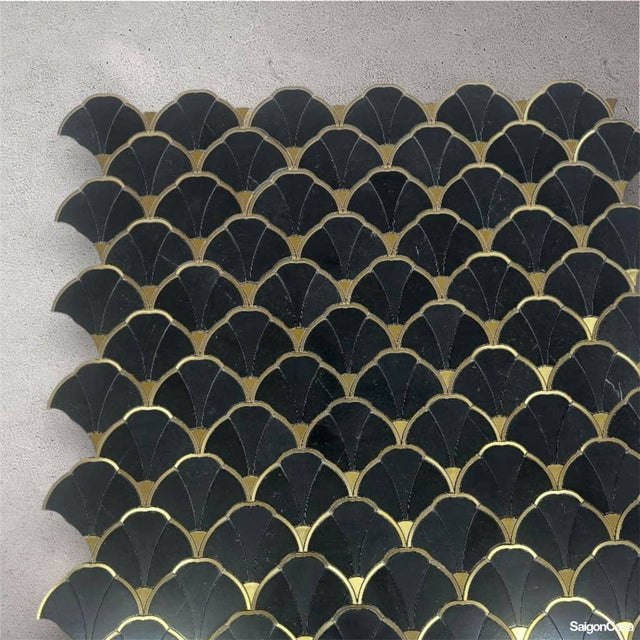 Mosaic Đá Marble Nero Fan - SaigonCasa | Curated Surfaces & Contemporary Living