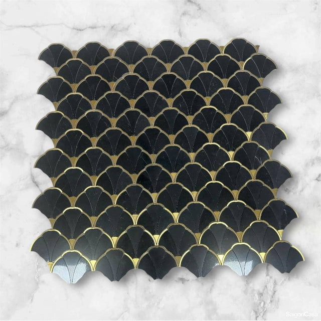 Mosaic Đá Marble Nero Fan - SaigonCasa | Curated Surfaces & Contemporary Living