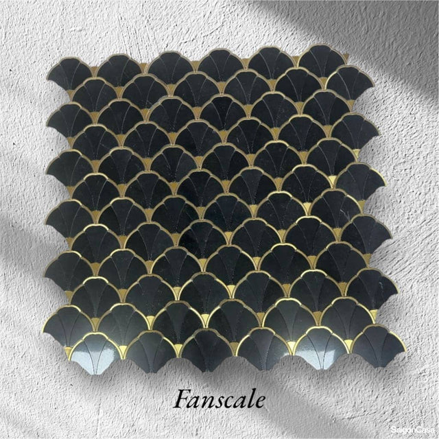 Mosaic Đá Marble Nero Fan - SaigonCasa | Curated Surfaces & Contemporary Living