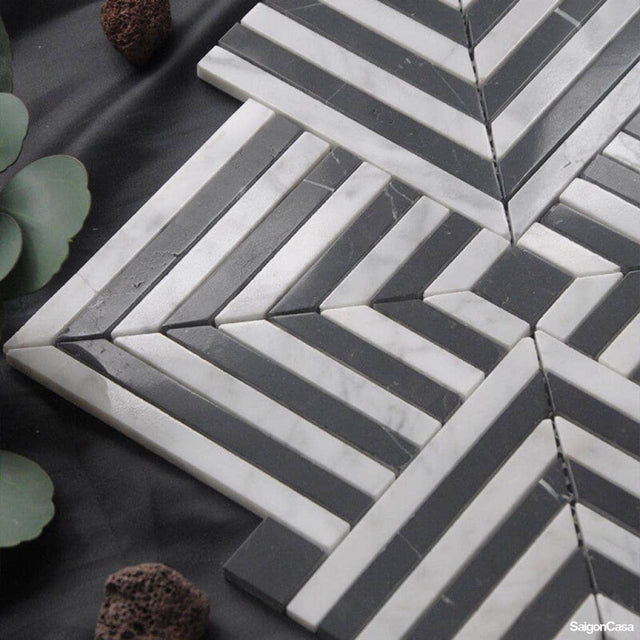 Mosaic Đá Marble Stripe - SaigonCasa | Curated Surfaces & Contemporary Living