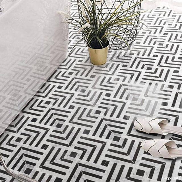 Mosaic Đá Marble Stripe - SaigonCasa | Curated Surfaces & Contemporary Living