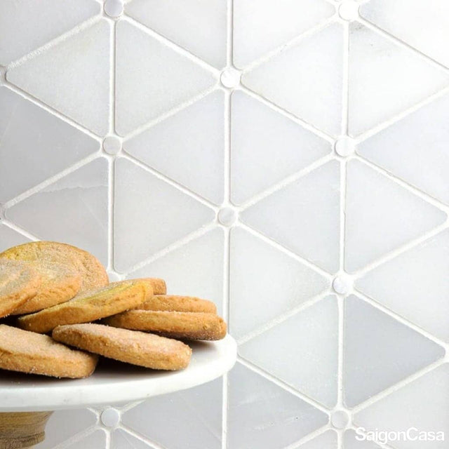Mosaic Đá Marble Triangle White & Round - SaigonCasa | Curated Surfaces & Contemporary Living