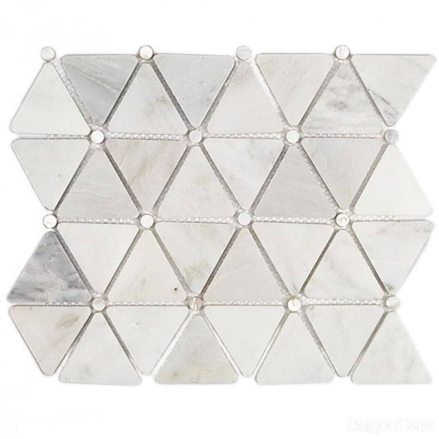 Mosaic Đá Marble Triangle White & Round - SaigonCasa | Curated Surfaces & Contemporary Living