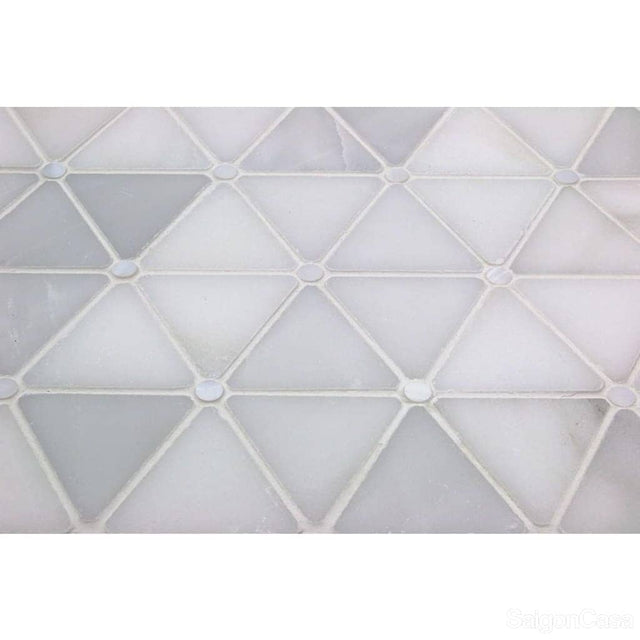 Mosaic Đá Marble Triangle White & Round - SaigonCasa | Curated Surfaces & Contemporary Living